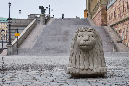 Photography The lion sculpture near the Royal palace of Stockholm, Sweden.