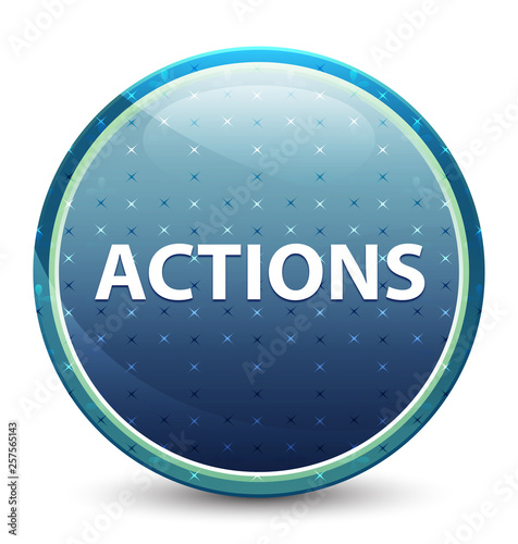 Actions shiny sky blue round button