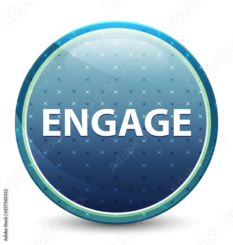 Engage shiny sky blue round button