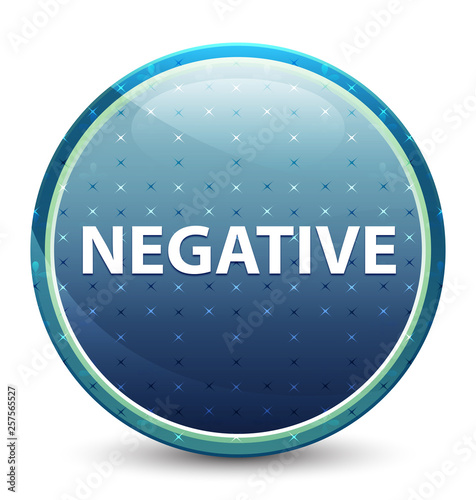 Negative shiny sky blue round button