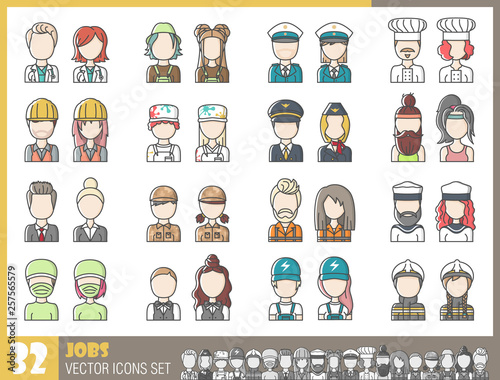 Berufe Jobs Avatar Vektor Icons Set