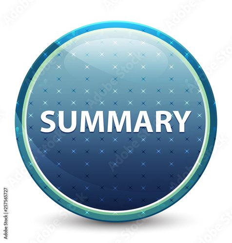 Summary shiny sky blue round button