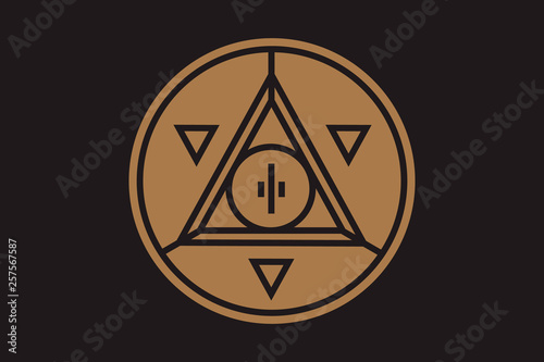 Pyramid Eye money coin icon. The coin depicts the Masonic symbol - the all-seeing eye.