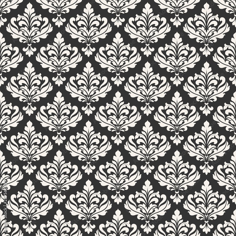 Damask seamless pattern for design. Vintage decorative elements.