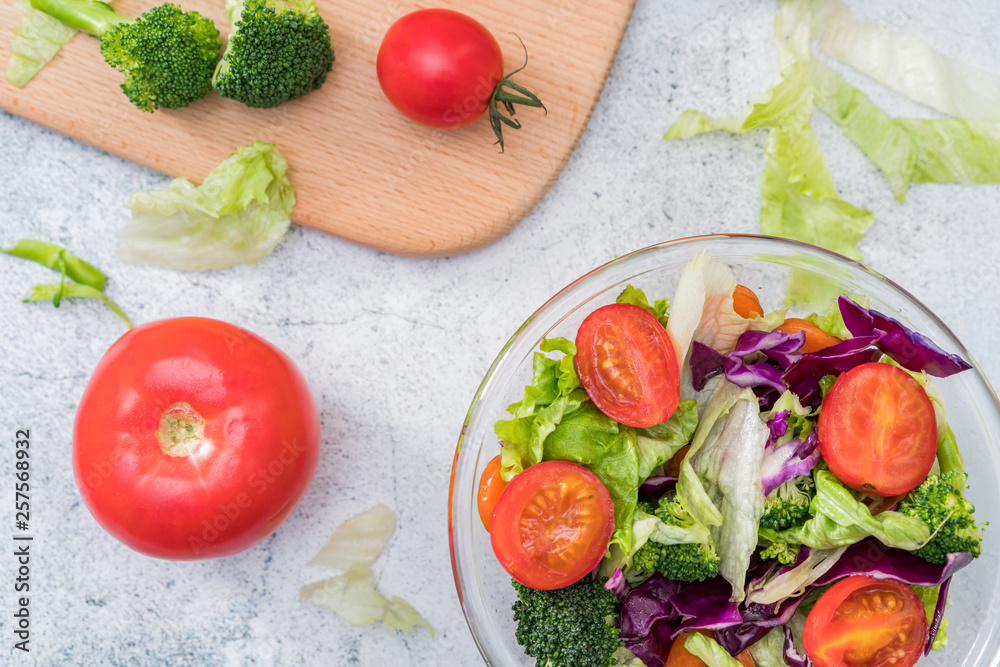 A bowl of fresh vegetable salad A bowl of fresh vegetable salad