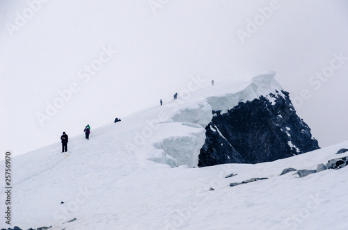 Summer hiking on the top of the mountain Glittertind