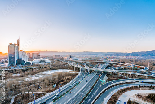 Aerial photography of Hohhot overpass in Inner Mongolia, China