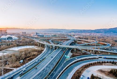 Aerial photography of Hohhot overpass in Inner Mongolia, China