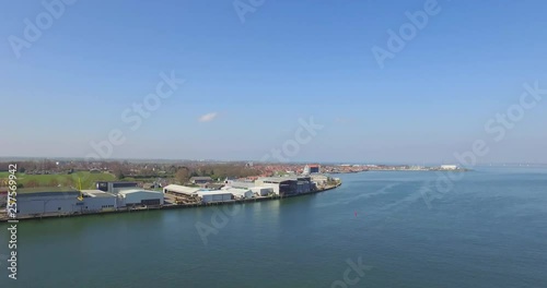 Aerial: The famous fishing town/port Yerseke in the Netherlands. photo