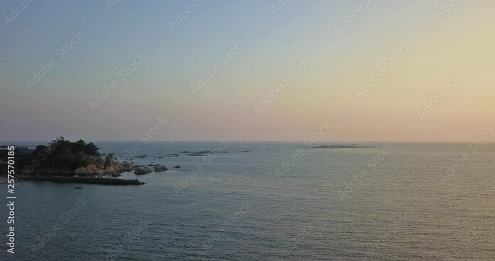 Aerial view of rock formations next to the sea Aerial view of rock formations next to the sea