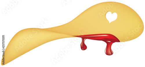 Potato chips with ketchup