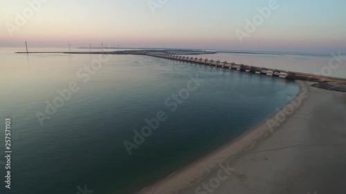 Wallpaper Mural Aerial: The beach around the Oosterschelde storm surge barrier during  a summer sunset. Torontodigital.ca