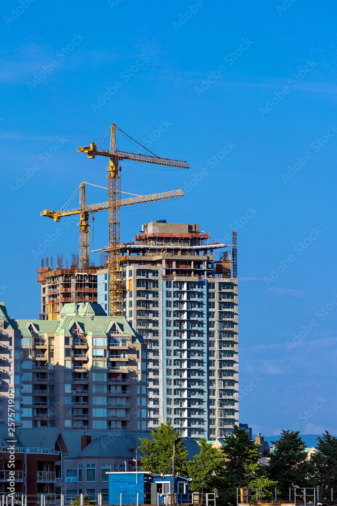New construction of Apartment Buildings on the waterfront in Downtown of New Westminster city. New construction of Apartment Buildings on the waterfront in Downtown of New Westminster city.