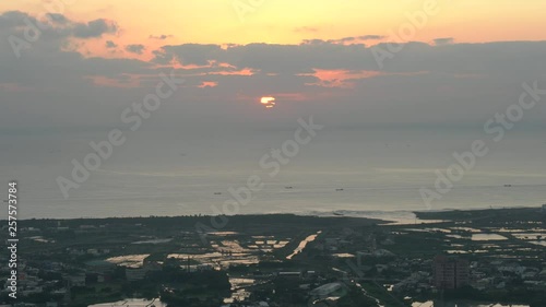 The beautiful sunrise landscape of Lanyang Plain photo