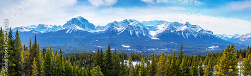 Sweeping Vista of Canadian Rockies at Lake Louise Near Banff, Alberta, Canada