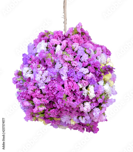 Hanging purple statice flower bouquet