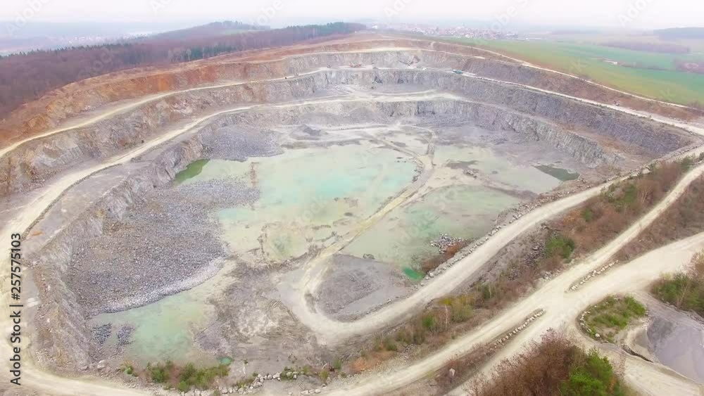Mining industry from above. Camera flight over a open cast mine. Mining industry from above. Camera flight over a open cast mine.