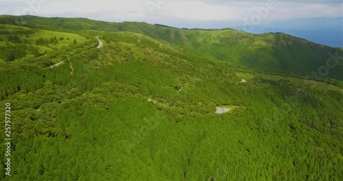 Aerial view of a winding road mountain road