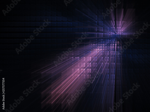 Abstract violet on black background element. Fractal graphics 3d illustration. Science or technology concept.