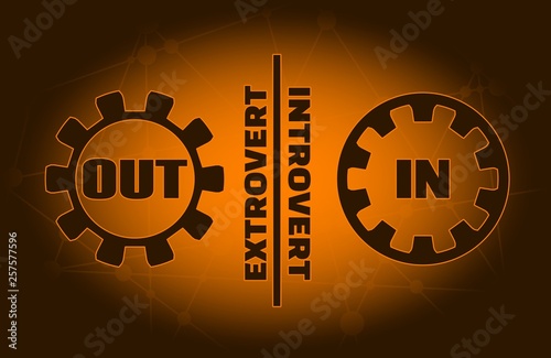 extrovert vs introvert simple icon metaphor. image relative to human psychology