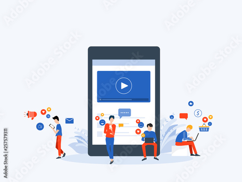 flat Vector illustration social media  and digital marketing  online connection concept