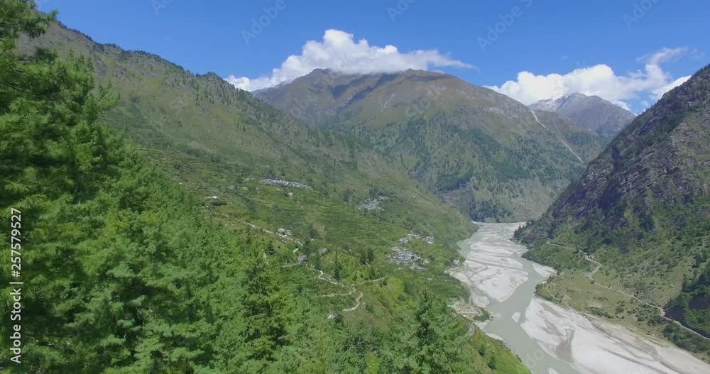 Scenic aerial view of Himalayas range, flowing Ganges, showing mountains, peaks, greenery.Perfect for nature lover. A paradise to live in. Scenic aerial view of Himalayas range, flowing Ganges, showing mountains, peaks, greenery.Perfect for nature lover. A paradise to live in.