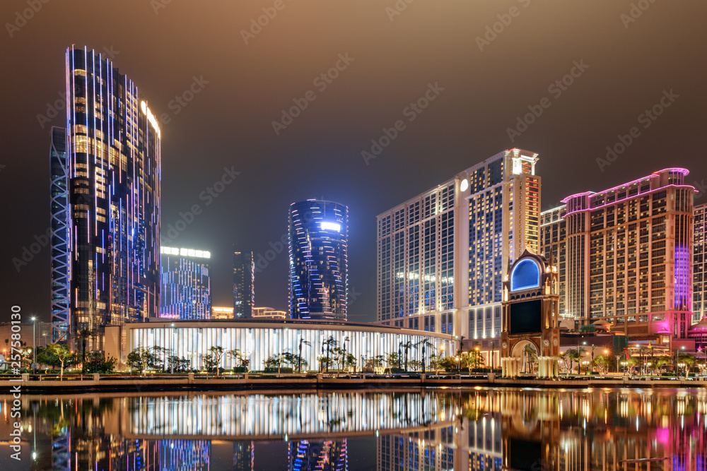 Fototapeta premium Beautiful night view of modern buildings in Cotai of Macau