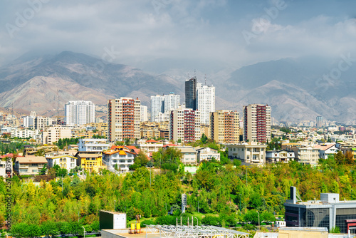 Wonderful view of Tehran, Iran. Colorful residential buildings