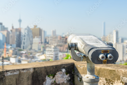 Old tower viewer at observation deck in Macau