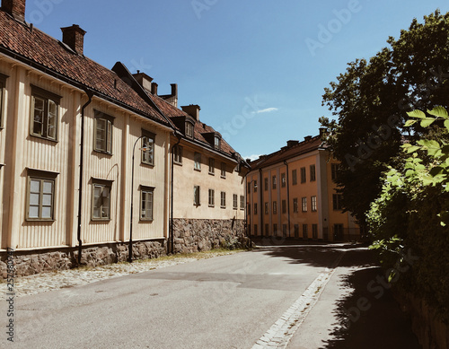 Traditional Swedish architecture in a neighborhood in Stockholm, Sweden