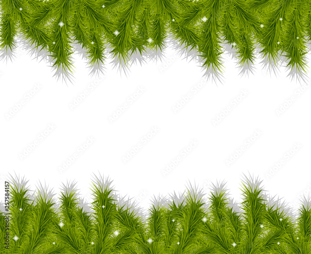 Christmas tree branches borders decorative background.New year cards, festive banners,party posters.