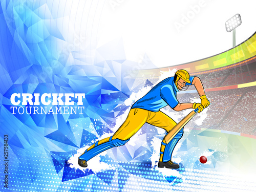 easy to edit vector illustration of player batsman in Cricket Championship Tournament background