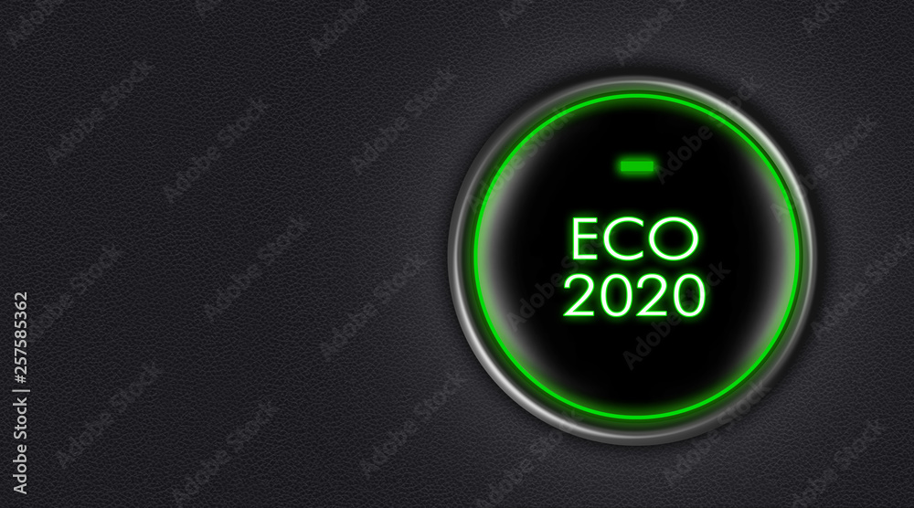 green start engine button with ecologic message green start engine button with ecologic message