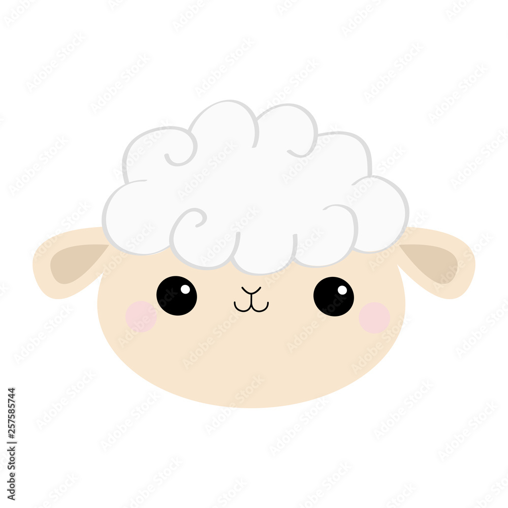 Sheep lamb face head round icon. Cloud shape. Cute cartoon kawaii funny smiling baby character. Nursery decoration. Sweet dreams. Flat design. White background. Isolated. Sheep lamb face head round icon. Cloud shape. Cute cartoon kawaii funny smiling baby character. Nursery decoration. Sweet dreams. Flat design. White background. Isolated.