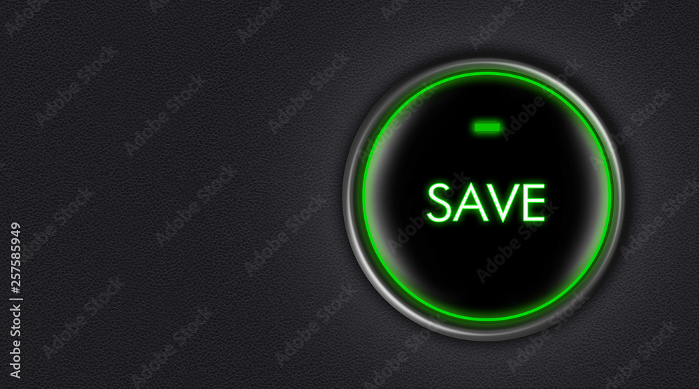 green start engine button with ecologic message