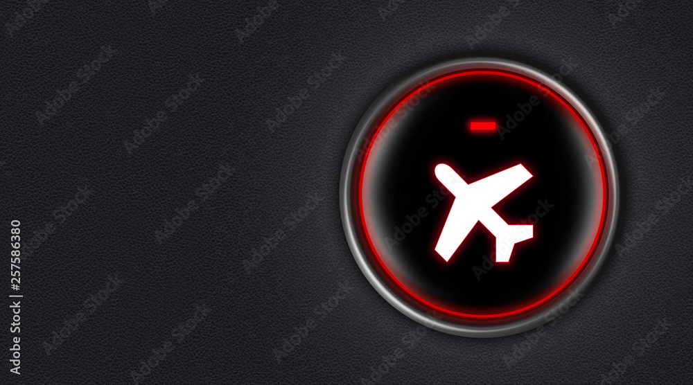 Start engine button with symbol of plane Start engine button with symbol of plane