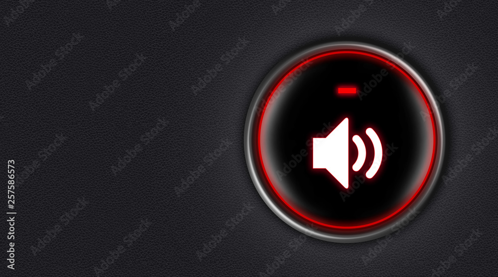 Start engine button with symbol of speaker Start engine button with symbol of speaker