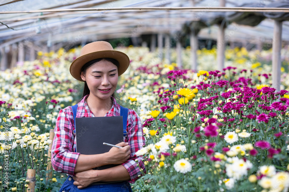 Agriculture is researching flower varieties, modern agricultural concepts.