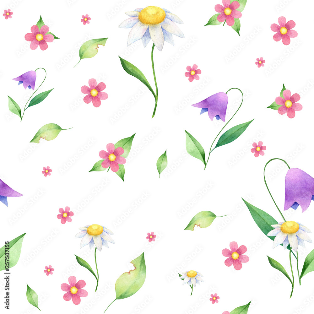 Tender floral seamless pattern on white background