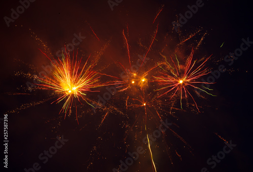 Fireworks in the sky at night as a background