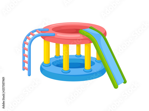 Inflatable slide. Attraction with jumps for children.