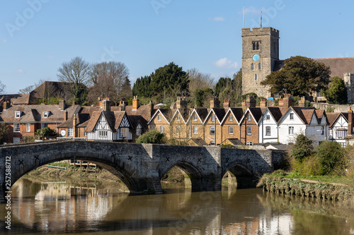 AYLESFORD, KENT/UK - MARCH 24 : View of the 14th century bridge and St Peter's church at Aylesford on March 24, 2019 photo