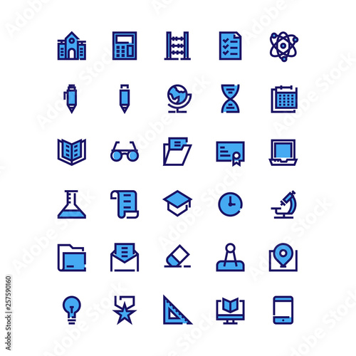 Filled Line icon collection - School Education