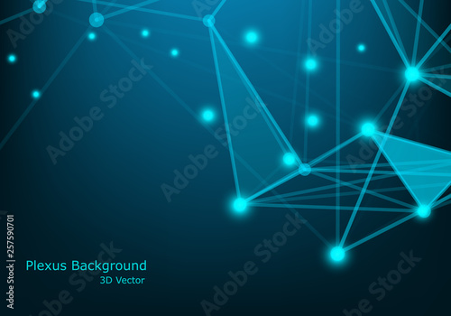 Abstract futuristic - Molecules technology with polygonal shapes on dark blue background. Illustration Vector design digital technology concept.