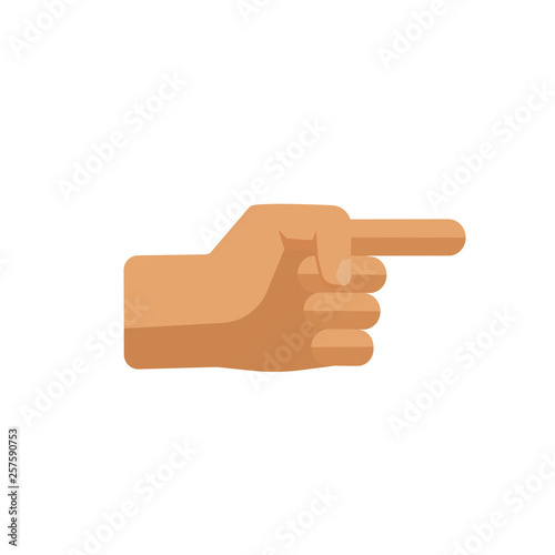 Pointer finger vector icon, flat cartoon thumb point hand gesture symbol isolated on white sign clipart