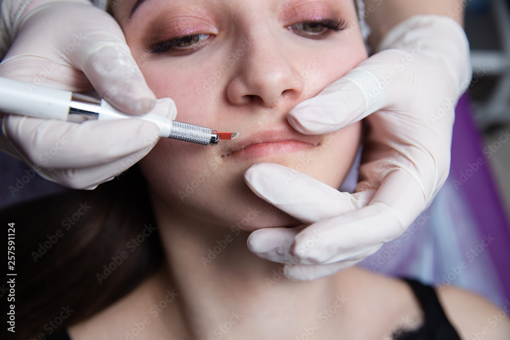 Microblading eyebrows workflow in a beauty salon