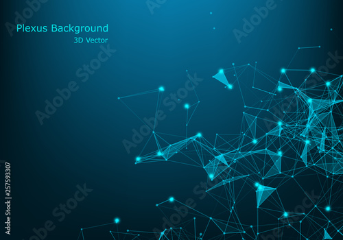 Geometric abstract background with connected line and dots. Big Data Visualization. Global network connection vector. Simple graphic background communication. Technology, science background - Vector