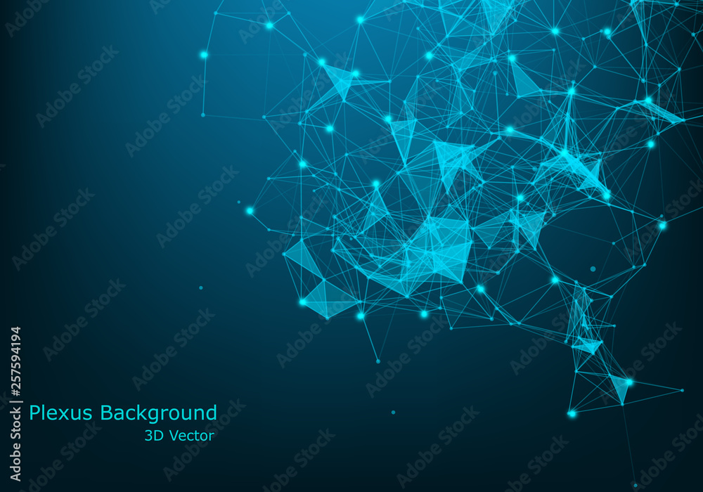 Technology abstract vector   wave,  polygonal space low poly wallpaper with connecting dots and lines   triangle geometric plexus for your design. Stock  Vector | Adobe Stock