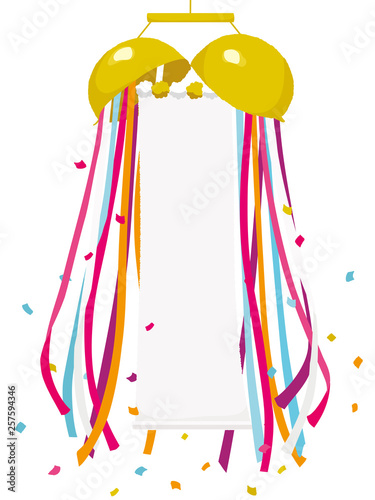 くす玉　垂れ幕　イラスト