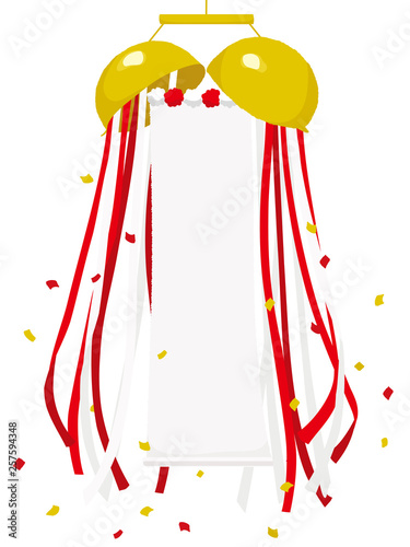 くす玉　垂れ幕　イラスト